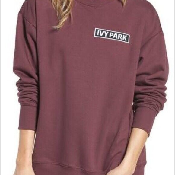 IVY PARK Sweater Women's Extra Small Purple Crew Oversized Sweatshirt Plum New - Picture 2 of 7